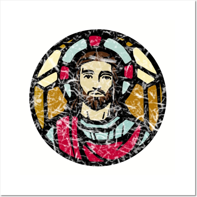 Distressed Stained Glass Jesus Wall Art by Contentarama